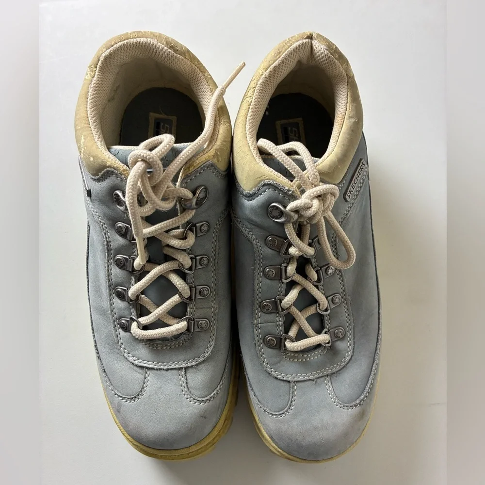 Skechers Jammers Platform Chunky Sneakers Y2K Baby Blue Suede Vintage